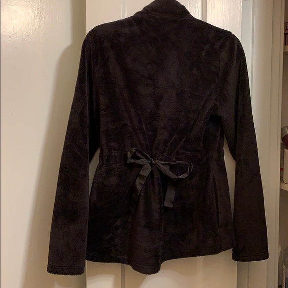 Lucy Jackets & Blazers - LUCY fluffy black fleece zip jacket with back  bow